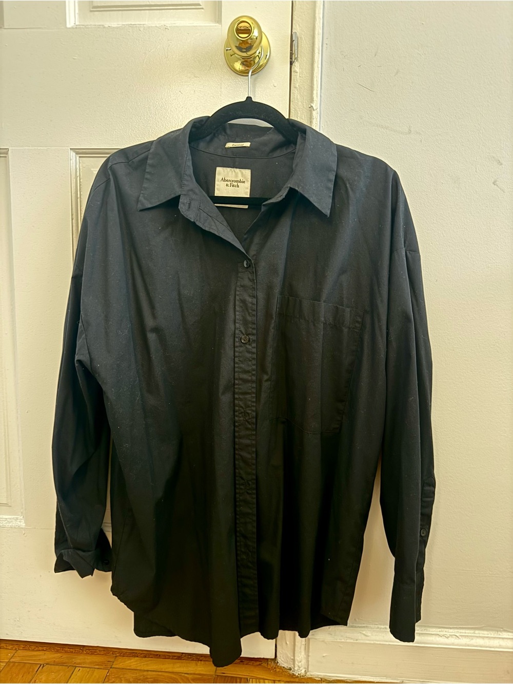 Abercrombie & Fitch Black Oversized Button Shirt